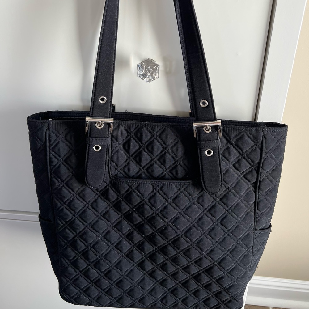 Black Quilted Microfiber Vera Bradley Tote